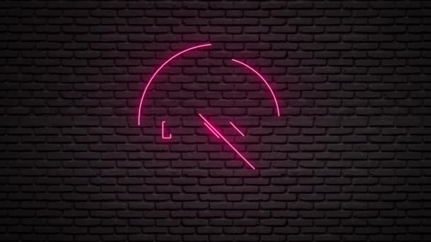 Smoking Sign Futuristic Neon Light Glow Brick Wall Background — Stock Video