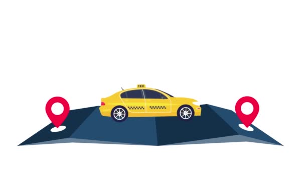 Taxi Ride Conceito Serviço Mapa Com Animação Progresso Viagem — Vídeo de Stock