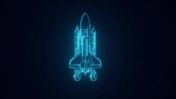 Futuristische Space Shuttle Animatie Ruimteachtergrond Stockvideo