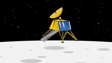 Isro Chandrayan Ay 'a 3 Ay' dan Ay 'a iniş, Ay' da keşif animasyonu.