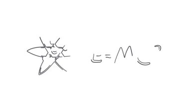 Albert Einstein Görelilik Teorisi Formülü karalama animasyonu