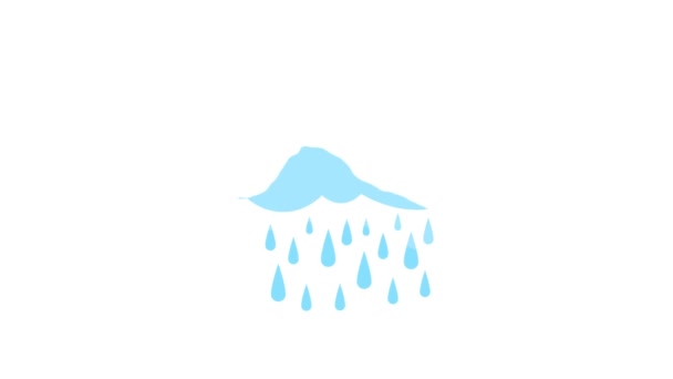 Regenwolken Bewolkt Weer Logo Platte Animatie — Stockvideo
