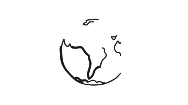 Planet Erde Globus Skizze Whiteboard Doodle Animation — Stockvideo