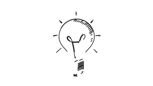 Бізнес Творча Ідея Лампочка Каракуля Біла Дошка Анімація — стокове відео