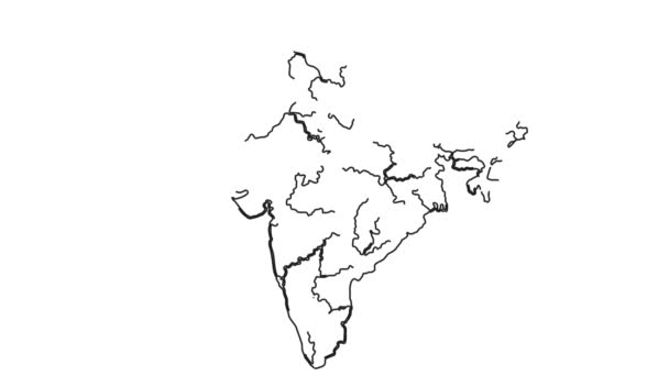 Índia Mapa Geografia Whiteboard Doodle Animação — Vídeo de Stock