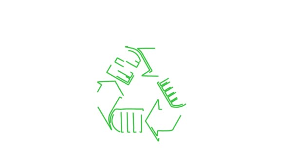 Recycle Afval Voor Een Beter Milieu Ecologie Doodle White Board — Stockvideo