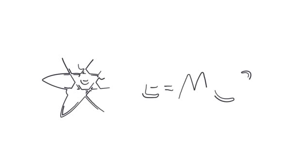Albert Einstein Naukowa Teoria Względności Formuła Animacji Doodle — Wideo stockowe
