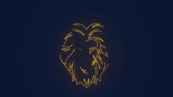 Lejon Stolthet Lyx Tema Logotyp Neon Animation — Stockvideo