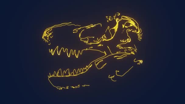 Animación Tecnología Escaneo Fósil Cabeza Dinosaurio — Vídeos de Stock