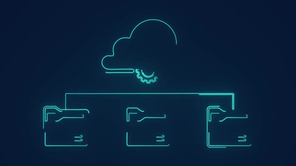 Gerenciamento Armazenamento Banco Dados Nuvem Animação Tecnologia Datacenters Nuvem — Vídeo de Stock