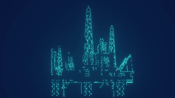 石油钻井平台石油工业动画 — 图库视频影像