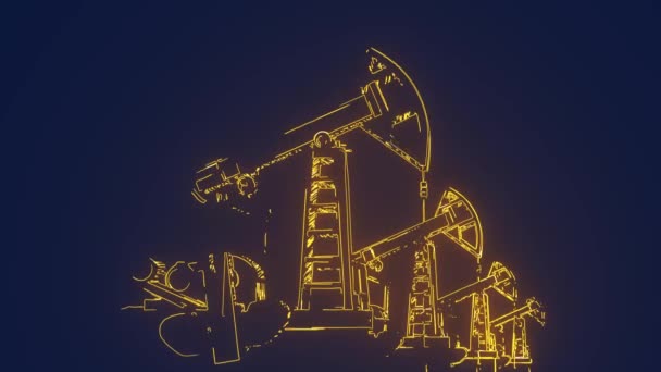 Mehrere Ölbohrmaschinen Fördern Und Erdöl Animation — Stockvideo