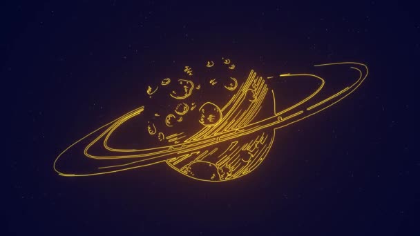 Saturn Planeta Lugar Exterior Sistema Solar Exploração Espacial Animação — Vídeo de Stock