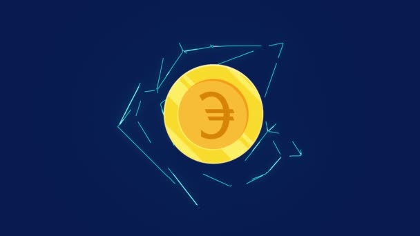 Euron Digitalt Myntnät Utländsk Valuta Animation — Stockvideo