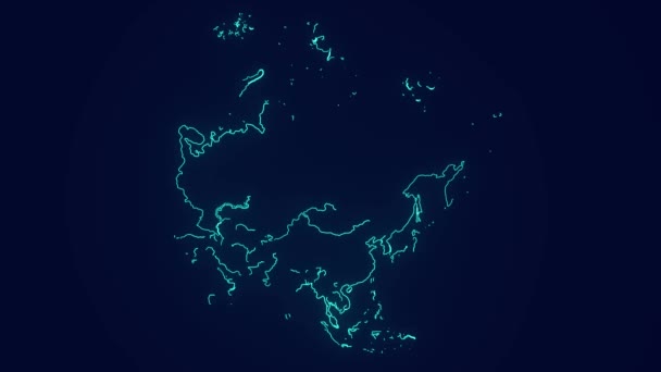 Azië Kaart Geografische Interconnectie Communicatietechnologie Animatie — Stockvideo