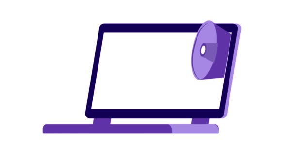 Digitales Marketing Megaphon Laptop Geschäft Werbeanimation — Stockvideo