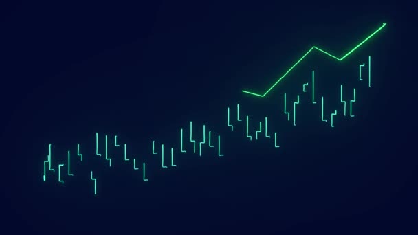 股票投资者动画指数盈利增长的烛台交易图 — 图库视频影像