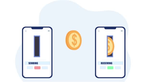 銀行から別の銀行への送金 モバイルバンキングデジタル決済アニメーション — ストック動画