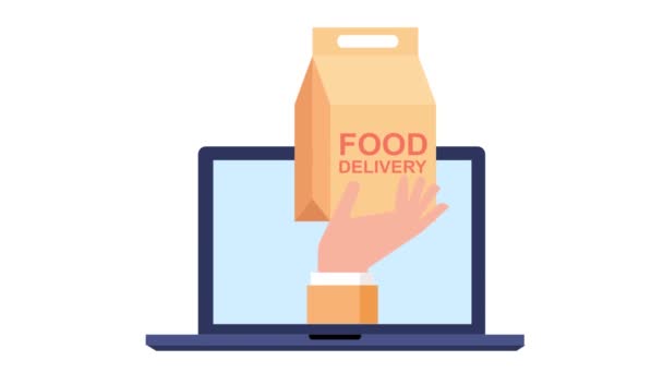 Consegna Fast Food Online Ristoranti Ordinare Cibo Animazione Online — Video Stock