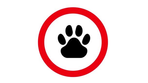 Admiten Mascotas Área Advertencia Animación Signo Redondo — Vídeo de stock