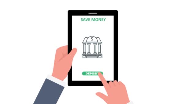 貯蓄銀行口座アニメーションにお金を節約する — ストック動画
