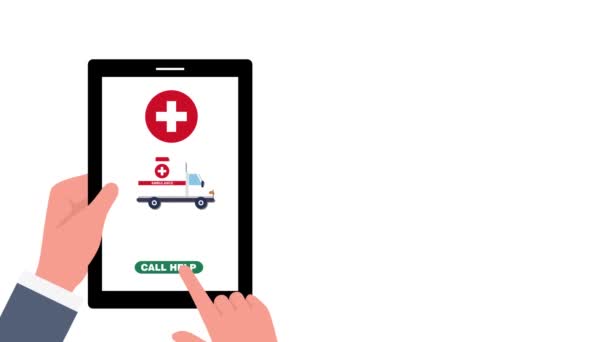 Ringa Ambulans Sos Akut Hjälplinje Medicinska Tjänster Animation — Stockvideo