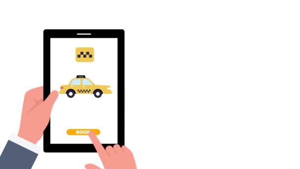 Booking Taxi Cab Travel Mobile App Animation — Stock Video