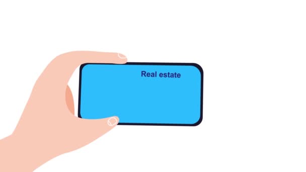 App Immobiliare Che Mostra Casa Vendita Concetto Business Immobiliare Animazione — Video Stock