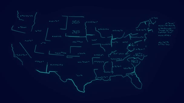 Karte Der Vereinigten Staaten Von Amerika Mit Staatsnamen Neon Usa — Stockvideo