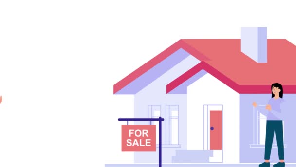 Agent Immobilier Vendant Une Maison Des Acheteurs Avec Animation Négociation — Video