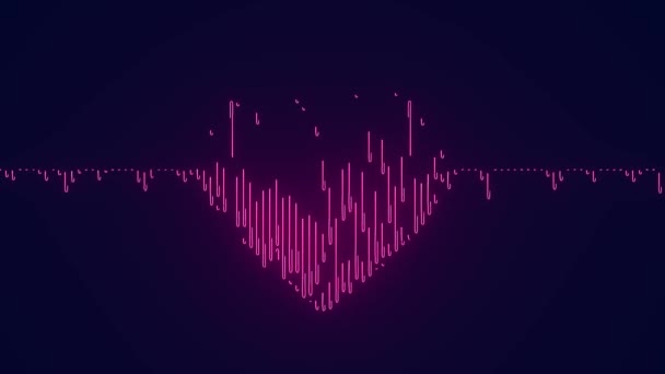 心臓の形のアニメーションでサウンド波を持つ音楽のための愛 — ストック動画