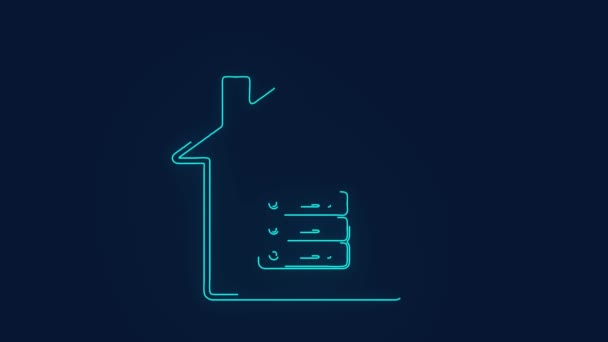 Web Hosting Server Installed House Web Technology Animation — Stock Video