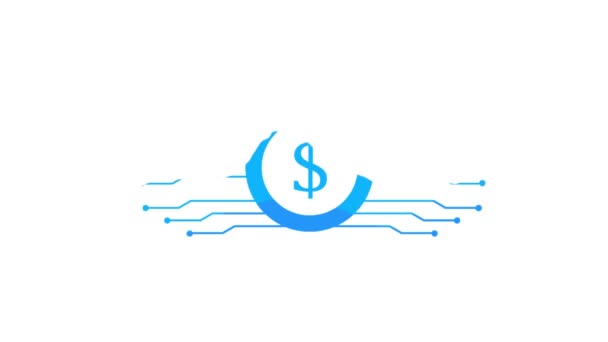 Dollar Digitale Valuta Technologie Platte Animatie — Stockvideo
