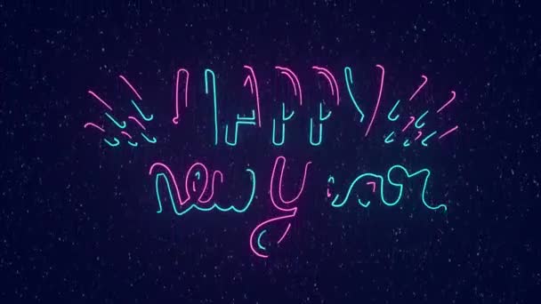 Šťastný Nový Rok 2024 Oslavy Přeje Animace Přes Sněžení Pozadí — Stock video