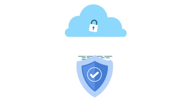 Cloud Computing Data End End Encryption Animação Segurança — Vídeo de Stock