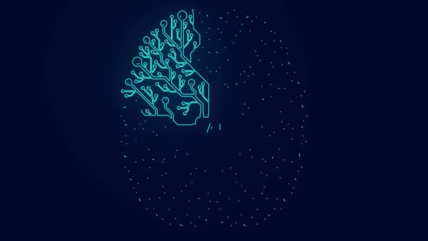 Kunstmatige Intelligentie Brain Circuit Technologie Animatie Rechtenvrije Stockvideo