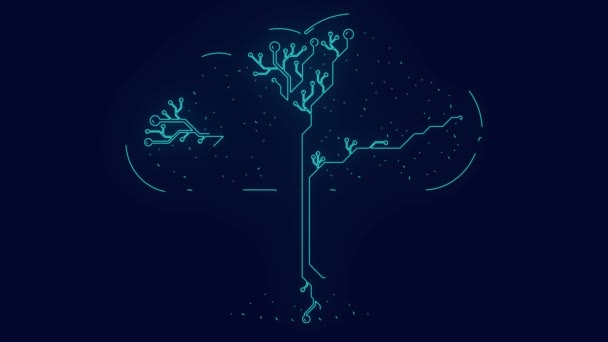 Cloud Computing Technologie Schaltung Tech Baum Animation — Stockvideo