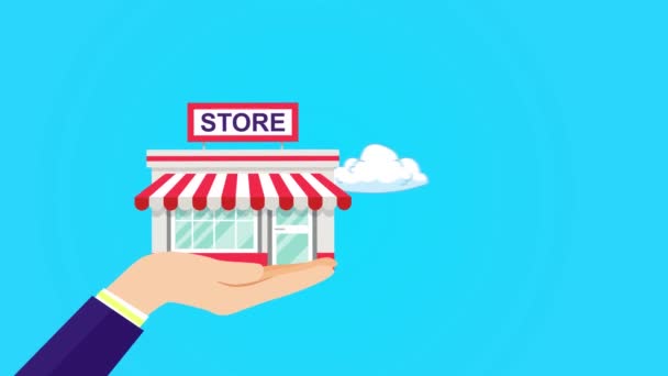 Μεσίτης Ακινήτων Πωλεί Ένα Εμπορικό Κατάστημα Προς Πώληση Animation — Αρχείο Βίντεο