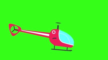 yeşil ekran arka planında modern lüks helikopter animasyonu