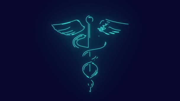 Caduceus Símbolo Médico Animação Tecnologia Futurista Cuidados Saúde — Vídeo de Stock