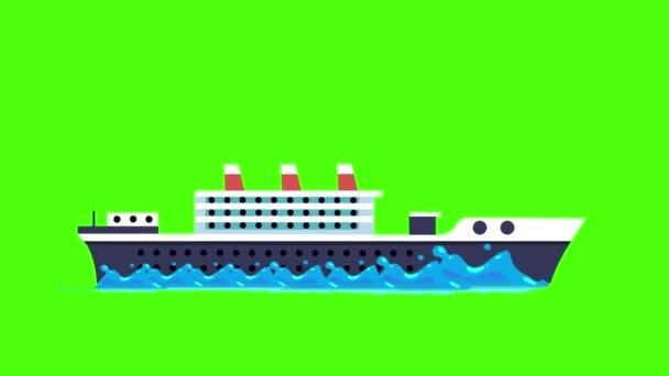 Titanik Gemisi Dalgaların Üzerinde Yüzüyor Yeşil Ekran Arka Planında Gemi — Stok video