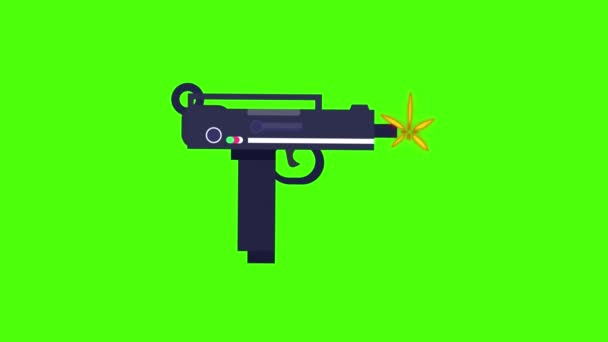 リコイルが付いているサブマシン銃の射撃 緑のスクリーンのアニメーション — ストック動画
