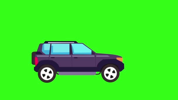Paarse Suv Auto Bewegende Animatie Groen Scherm — Stockvideo