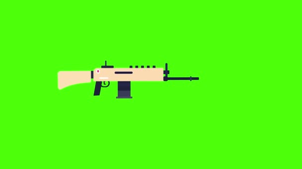 Moderna Cicatriz Ejército Asalto Rifle Tiro Animación Con Efectos Explosivos — Vídeos de Stock