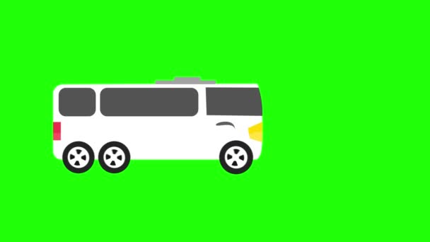 Luxury Travel Bus Moving Animation Green Screen Background — Stock Video