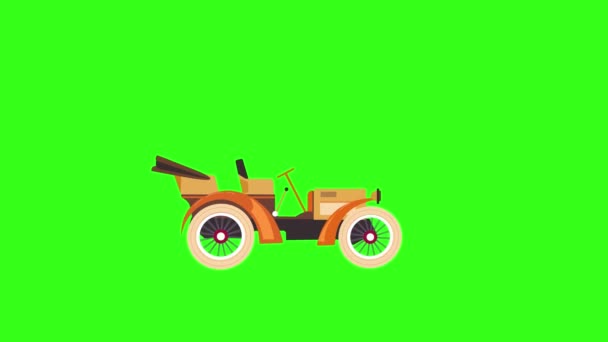 Вінтажний Розкішний Автомобіль Рухається Анімація Фоні Зеленого Екрану Анімація — стокове відео