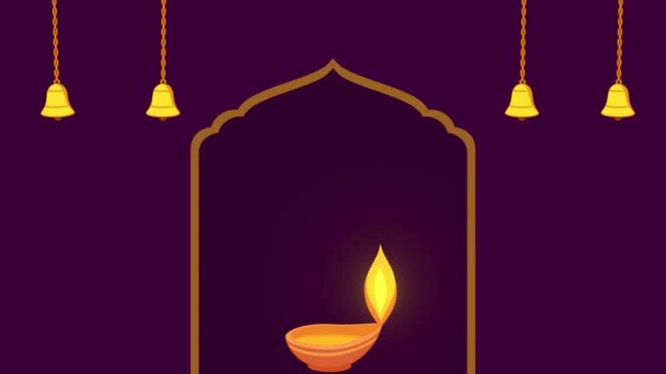 ハッピーディワリ ライトの祭りを祝うインドアニメーション — ストック動画
