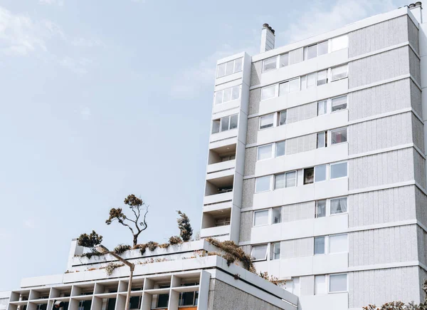 Capture Two Residential White Building Facades Uptown District Porto Apartments — Stock Photo, Image