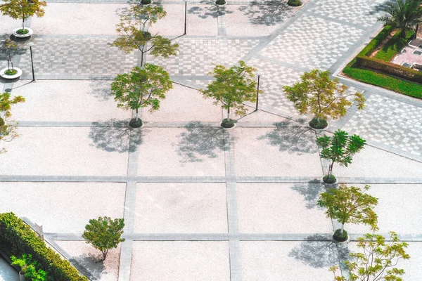 Drone View Urban Landscaped Designed Garden Limestone Granite Basalt Featuring — Stock Photo, Image