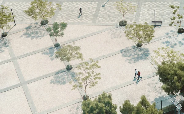 Vista Del Dron Jardín Urbano Ajardinado Dubai Con Piedra Caliza — Foto de Stock